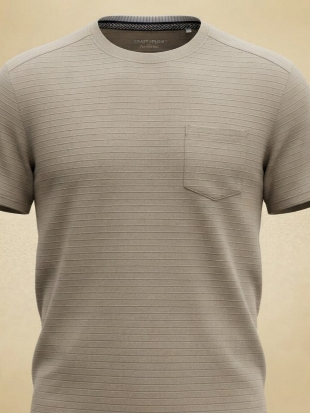 Craft & Flow Beige Short-Sleeve Pocket Crewneck Tee